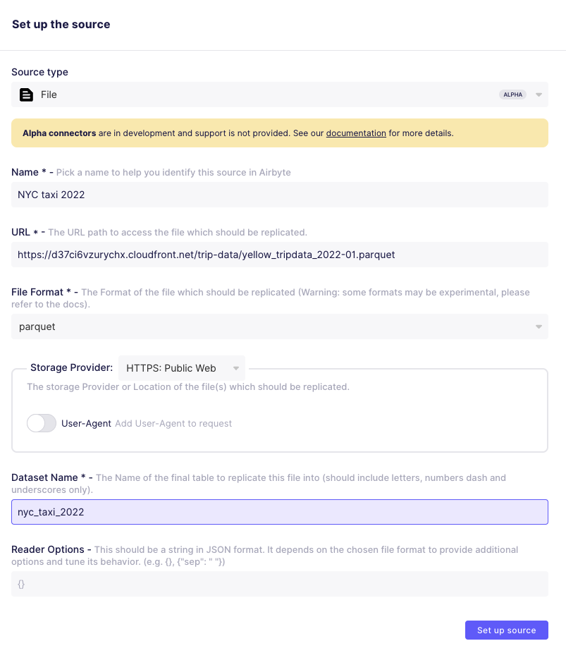 ClickHouse source creation in Airbyte